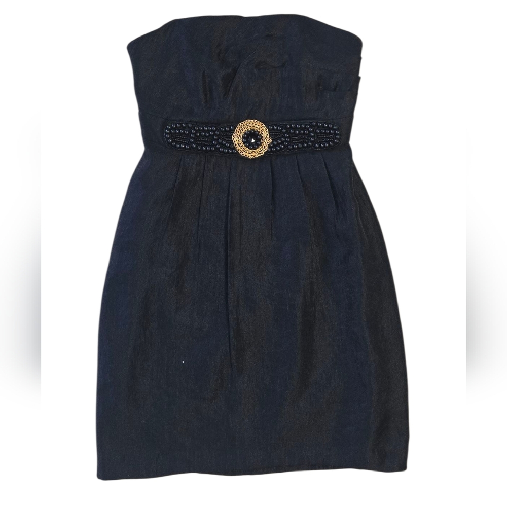 Alexia Admor Strapless Dress Small | Black Beaded Belt Cocktail Party Dress